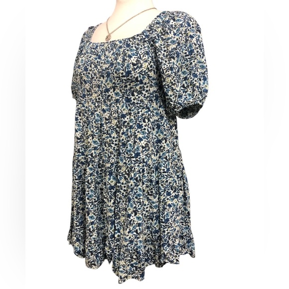 Wild Fable Blue Floral Puff Sleeve Mini Dress - Picture 5 of 8